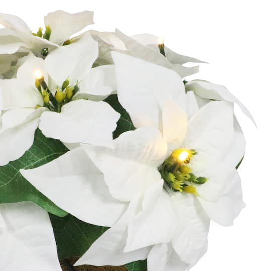 19" Pre-Lit Battery-Operated Artificial Potted Poinsettias